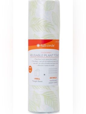 Reusable Plant Towel Roll - White with Green Leaf Print (3 rolls)